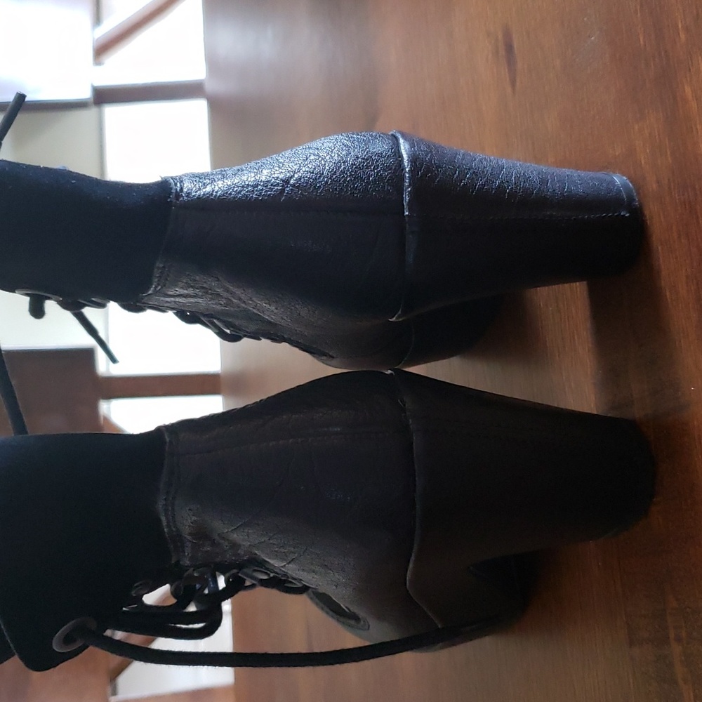 Kork-Ease Black Lace-Up Platform Ankle Boots - Picture 9 of 10
